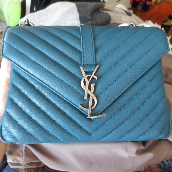 SAINT LAURENT Medium College Bag Peacock Green - Picture 16 of 17